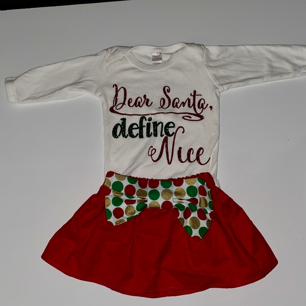 Beautiful Christmas Onesie and Skirt - 3-6 Months